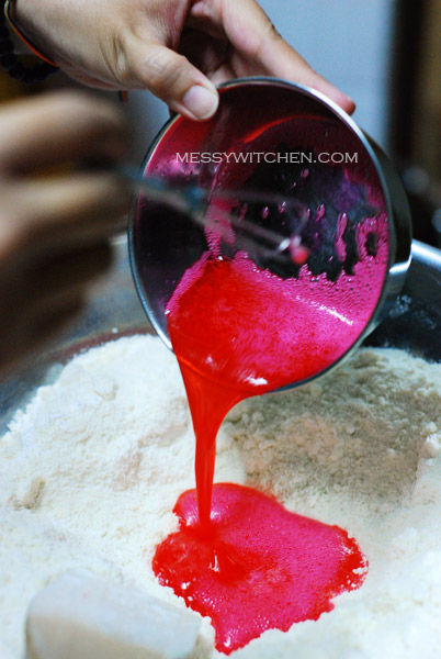 Add Food Coloring & Egg White To Dry Ingredients